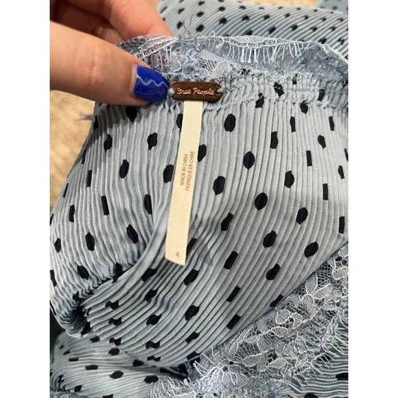 Free People Margot Slip Dress Set- 2 Dresses- Blue Polka Dot NWT - Picture 14 of 16
